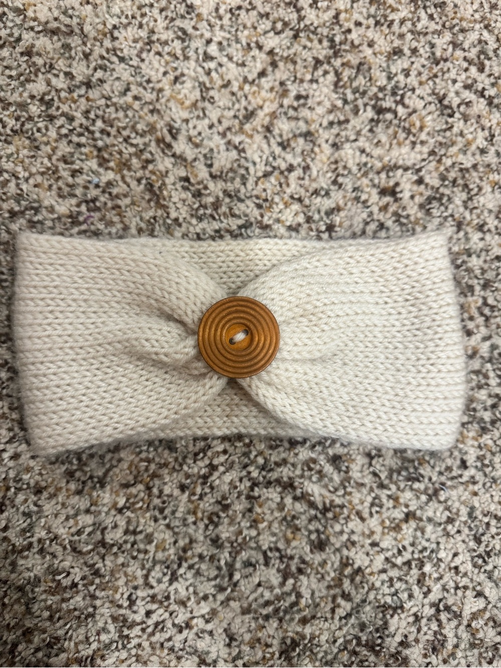 Cozy Cream Knit Button Headband Ear Warmer